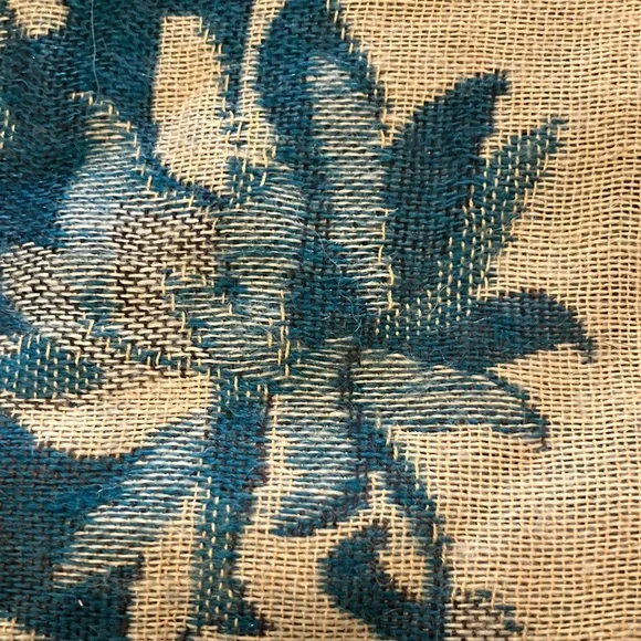 Pashmina Floral Scarf in blue-green and Cream